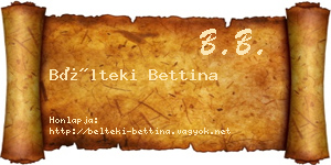 Bélteki Bettina névjegykártya